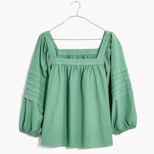 NWOT Madewell Square-Neck Pleat-Sleeve Top size Medium